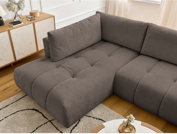 Taupe rozkládací/s úložným prostorem rohová pohovka (levý roh/do "U") Fuji – Bobochic Paris