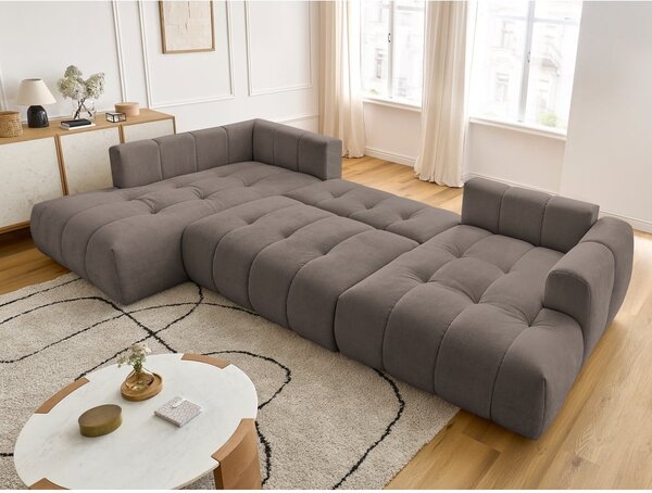 Taupe rozkládací/s úložným prostorem rohová pohovka (levý roh/do "U") Fuji – Bobochic Paris
