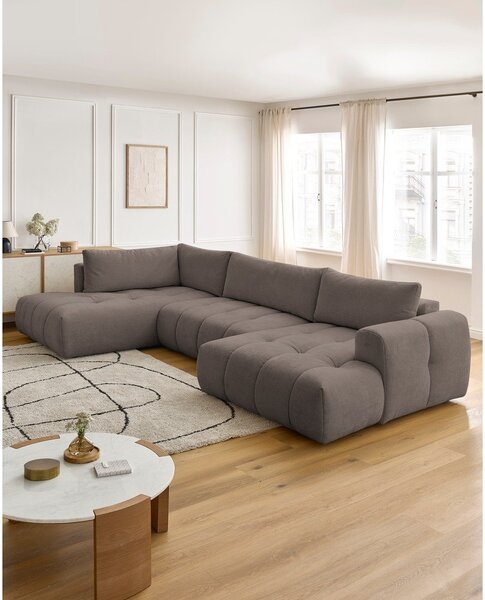 Taupe rozkládací/s úložným prostorem rohová pohovka (levý roh/do "U") Fuji – Bobochic Paris