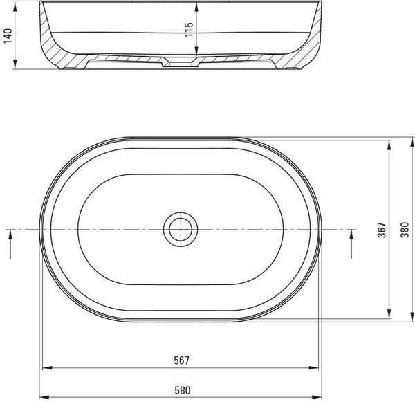 Deante Round umyvadlo 58x38 cm oválné na pult bílá lesk CGR_6U6S
