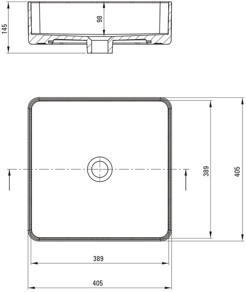 Deante Square umyvadlo 40.5x40.5 cm čtvercový na pult bílá lesk CGS_6U4S