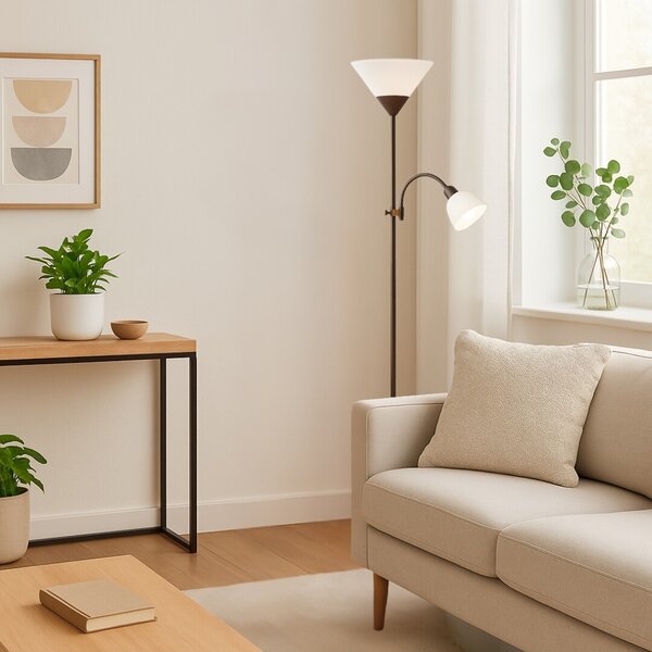 Rabalux 4188 Action Stojací lampa | E27 | Bílá | Hnědá - r-4188