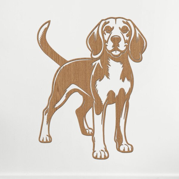 Dřevěný obraz Bígla (Beagle) | Rozměry (cm): 31x40 | Zvolte barvu dekoru: Ořech