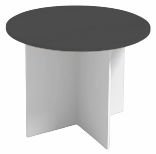 Jednací stůl s kulatou deskou PRIMO WHITE, průměr 100 cm, bílá/grafitová