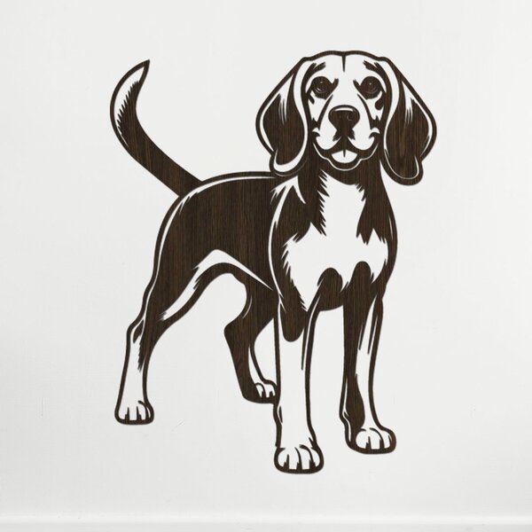 Dřevěný obraz Bígla (Beagle) | Rozměry (cm): 31x40 | Zvolte barvu dekoru: Ořech