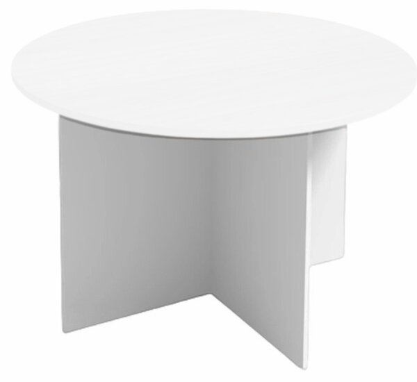 Jednací stůl s kulatou deskou PRIMO WHITE, průměr 120 cm, bílá