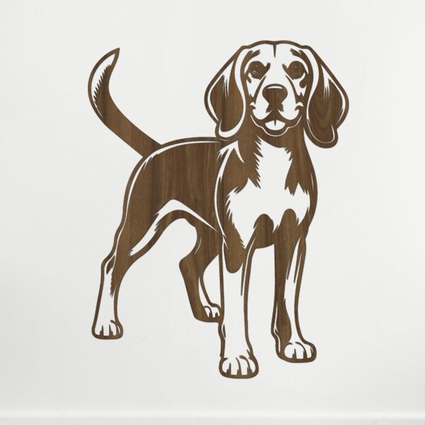 Dřevěný obraz Bígla (Beagle) | Rozměry (cm): 31x40 | Zvolte barvu dekoru: Ořech