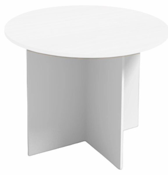 Jednací stůl s kulatou deskou PRIMO WHITE, průměr 100 cm, bílá