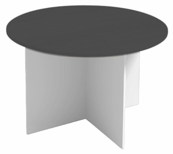 Jednací stůl s kulatou deskou PRIMO WHITE, průměr 120 cm, bílá/grafitová