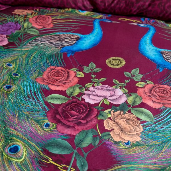 Fialové povlečení na jednolůžko z bavlněného saténu 135x200 cm Xanadu Peacock – Matthew Williamson