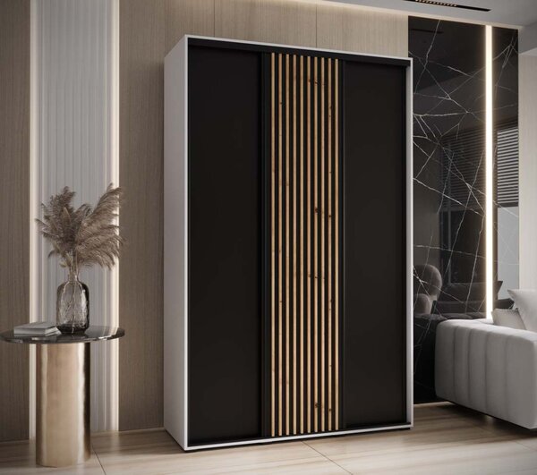Šatní skříň s posuvnými dveřmi Lanko - 150 cm Barva: Černá/dub Artisan