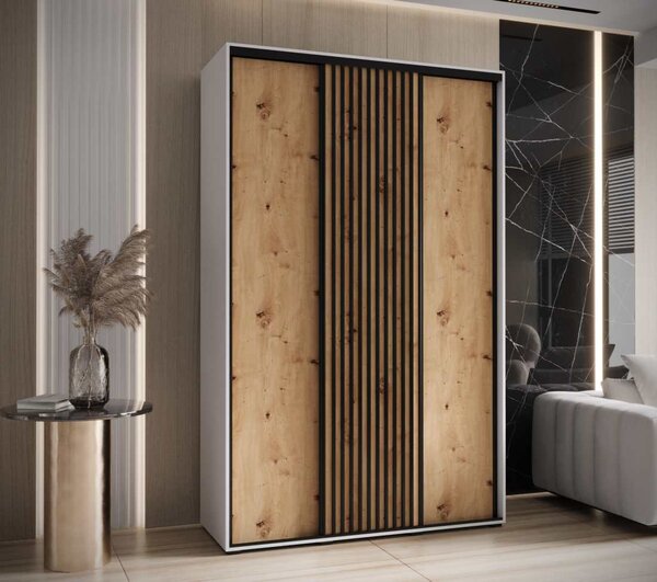 Šatní skříň s posuvnými dveřmi Lanko - 150 cm Barva: Černá/dub Artisan