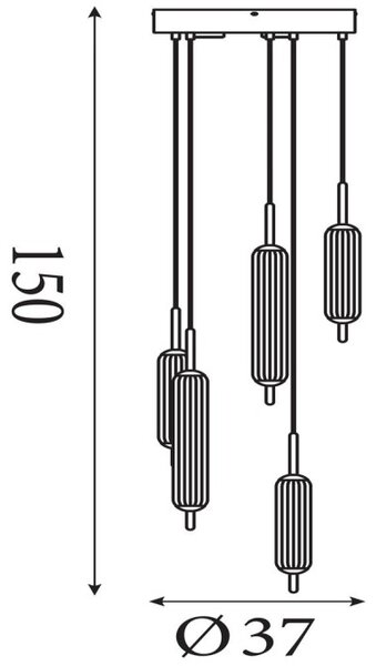 Searchlight 76210-5CL Stmívatelný LED lustr CATTAIL LATTE oválná čirá skla