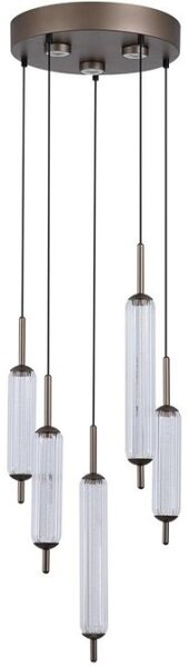 Searchlight 76210-5CL Stmívatelný LED lustr CATTAIL LATTE oválná čirá skla