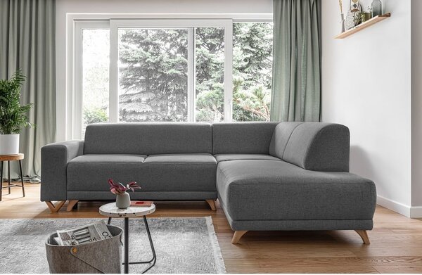 Šedá rozkládací/s úložným prostorem rohová pohovka (pravý roh/do L) Classy Sophie – Miuform