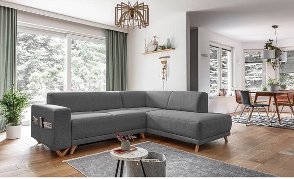 Šedá rozkládací/s úložným prostorem rohová pohovka (pravý roh/do L) Classy Sophie – Miuform