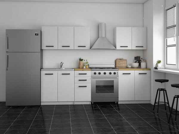 Kuchyňská sestava 200 cm Katiossa 1 (bílá). Akce -21%