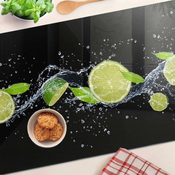 Skleněná krájecí deska Citrony ve vodě s lístky máty ddk-nr-wm-00006913