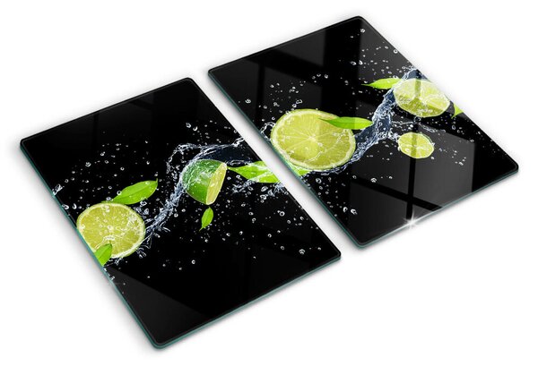 Skleněná krájecí deska Citrony ve vodě s lístky máty ddk-nr-wm-00006913