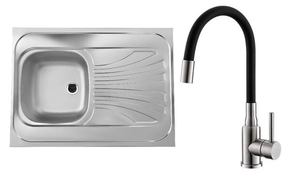 ALVEUS SETA24019-Kuchyňský dřez CLASSIC+dřezová baterie MINTAS 34 cm nerez/černá