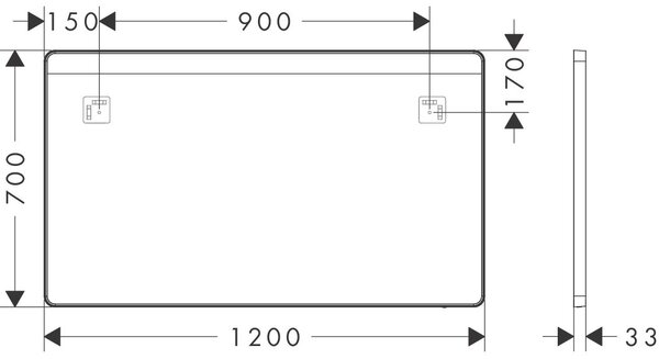 Hansgrohe Xarita Lite Q zrcadlo 120x70 cm obdélníkový s osvětlením černá 54960670
