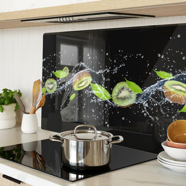 Skleněné krájecí prkénko Kiwi ve vodě s listy ddk-nr-wm-00006914
