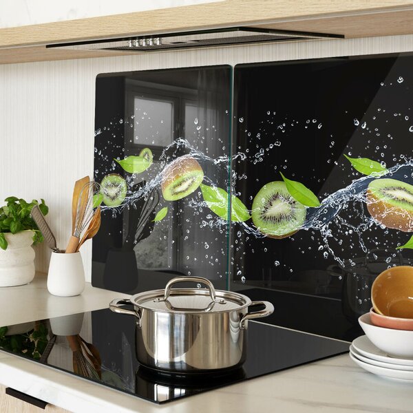 Skleněné krájecí prkénko Kiwi ve vodě s listy ddk-nr-wm-00006914