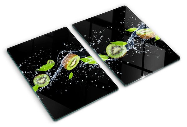 Skleněné krájecí prkénko Kiwi ve vodě s listy ddk-nr-wm-00006914