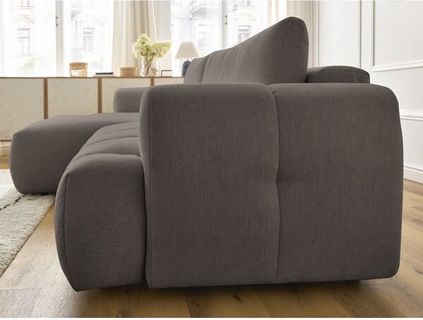 Taupe rozkládací/s úložným prostorem rohová pohovka (levý roh/s lenoškou) Fuji – Bobochic Paris