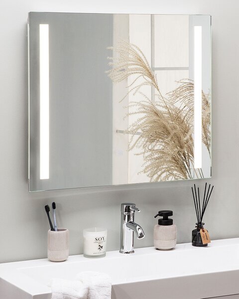 LED koupelnové zrcadlo LIRAC 70 cm 60 cm Stříbrná