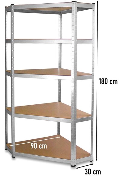 Rohový regál Rubia 2 (stříbrná)