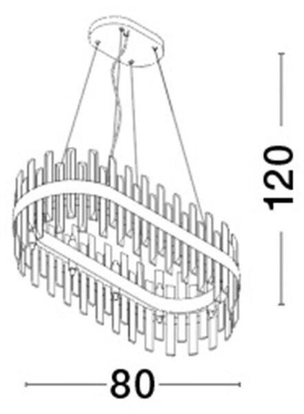 Nova Luce Závěsné svítidlo CROWN saténový zlatý kov a čirý křišťál ovál 80cm
