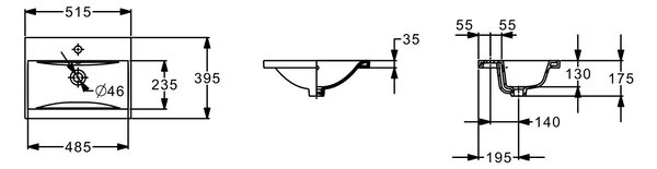 Roca Hebe umyvadlo 51.5x39.5 cm obdélníkový nábytkový bílá lesk A3272A0000