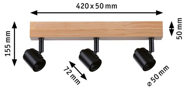 P 66772 Stropní bodové svítidlo Arvid E27 230V max. 3x20W stmívatelné černá - PAULMANN