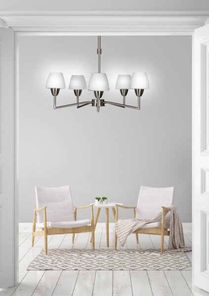 Lustr na tyči TOGO 5xG9/40W/230V matný chrom/bílá