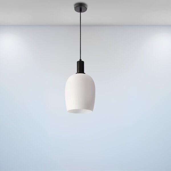 Lustr na lanku WOLKEN 1xE27/40W/230V bílá/černá