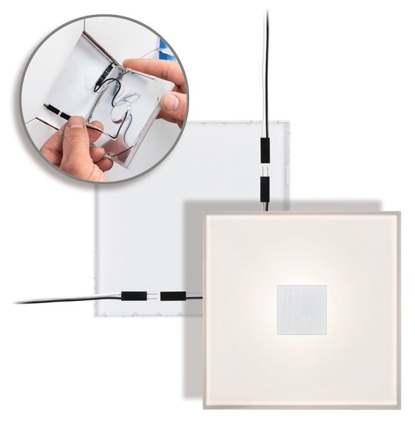 P 78400 LumiTiles LED dlaždice čtvercová IP44 100x10mm 12V 0,8W stmívatelné 2700K bílá umělá hmota/hliník - PAULMANN