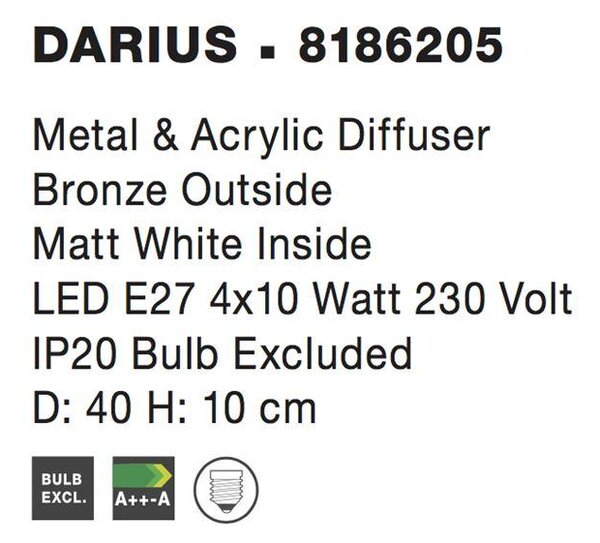 Nova Luce Stropní svítidlo DARIUS, E27 4x12W Barva: Bronz