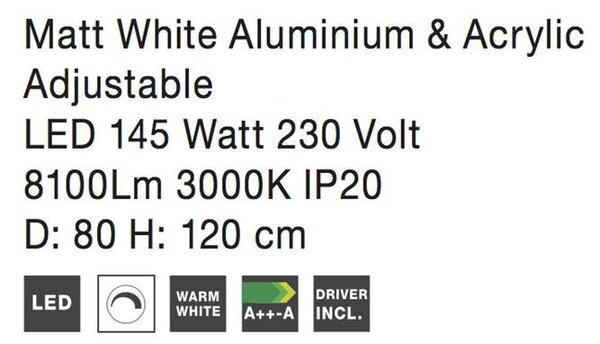 Nova Luce Závěsné LED svítidlo DEA, 145 W 3000K stmívatelné Stmívání, řízení: TRIAC