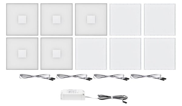P 78402 LumiTiles LED dlaždice čtvercová 5ks sada IP44 100x10mm 230/12V 5x0,8W 2700K bílá umělá hmota/hliník - PAULMANN