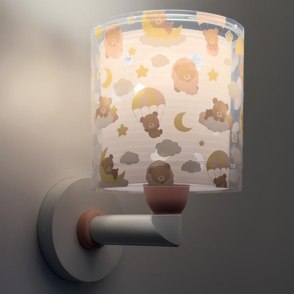 Dalber 41579S - Dětská nástěnná lampa BABY TEDDY 1xE27/15W/230V růžová