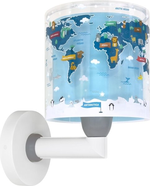 Dalber 40679 - Dětská nástěnná lampa WORLD 1xE27/15W/230V modrá