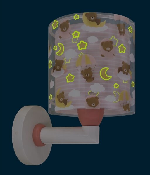 Dalber 41579S - Dětská nástěnná lampa BABY TEDDY 1xE27/15W/230V růžová