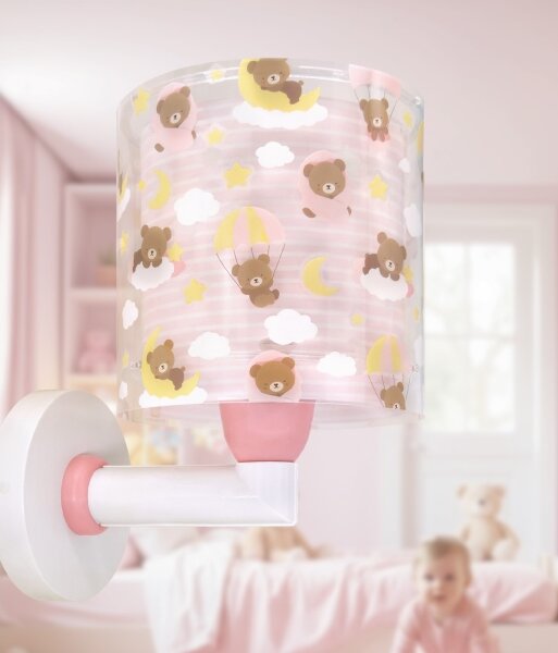 Dalber 41579S - Dětská nástěnná lampa BABY TEDDY 1xE27/15W/230V růžová