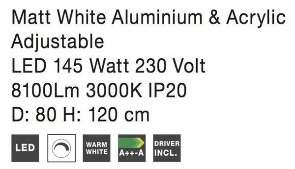 Nova Luce Závěsné LED svítidlo DEA, 145 W 3000K stmívatelné Stmívání, řízení: TRIAC