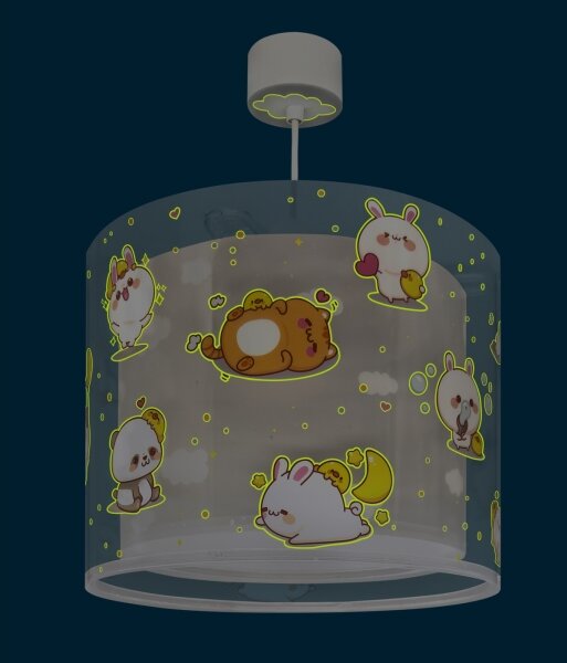 Dalber 41762E - Dětský lustr KAWAII FRIENDS 1xE27/15W/230V šedá
