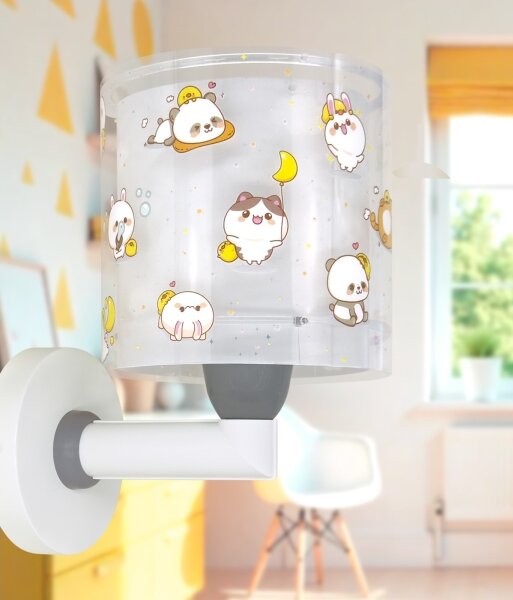 Dalber 41769E - Dětská nástěnná lampa KAWAII FRIENDS 1xE27/15W/230V šedá
