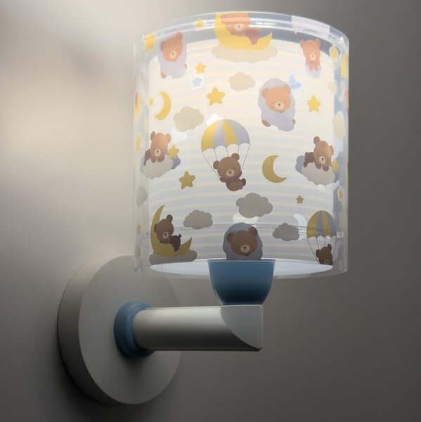 Dalber 41579T - Dětská nástěnná lampa BABY TEDDY 1xE27/15W/230V modrá