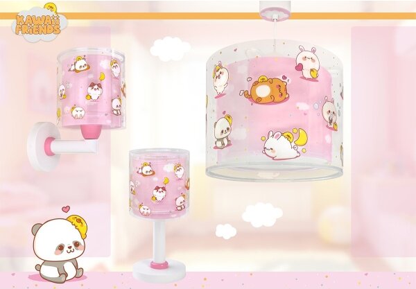 Dalber 41769S - Dětská nástěnná lampa KAWAII FRIENDS 1xE27/15W/230V růžová