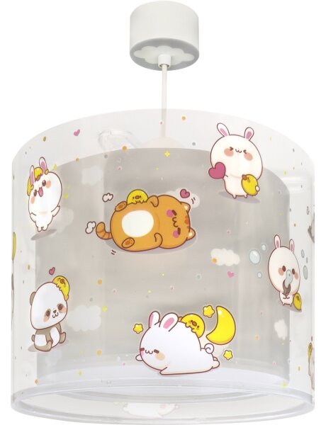 Dalber 41762E - Dětský lustr KAWAII FRIENDS 1xE27/15W/230V šedá